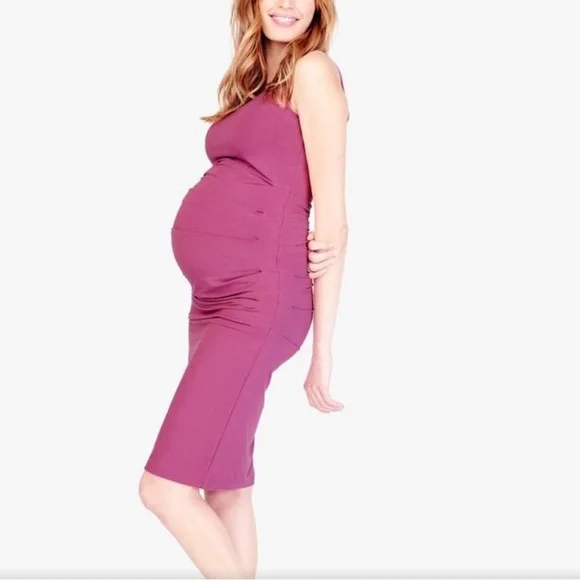 Ingrid & Isabel Sleeveless Bodycon Maternity Dress with Ruching - Picture 1 of 8